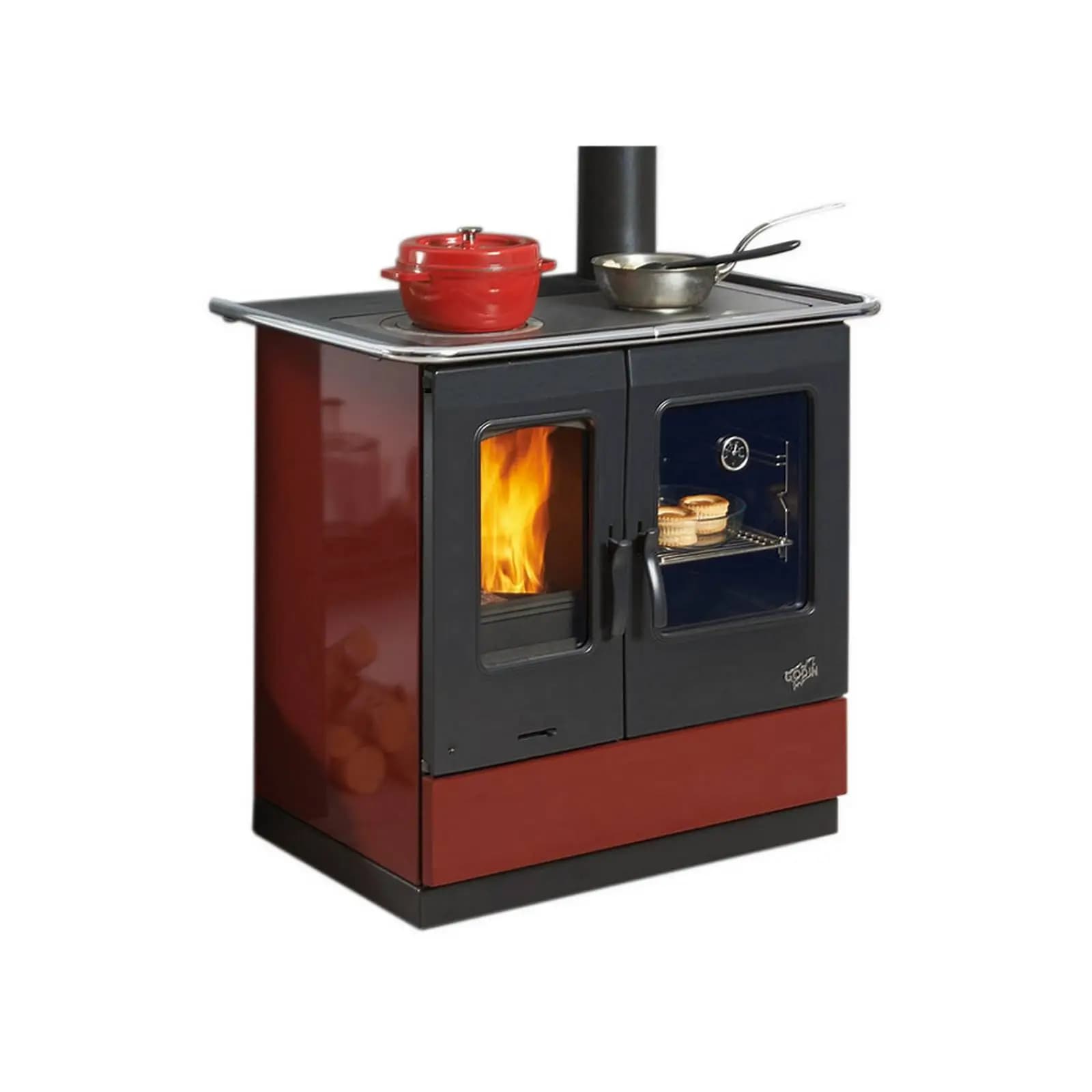 Cuisinière à Bois Armonnie Godin 10.5kW: Chauffage Efficace et Design Élégant - Fabriqué en France, Puissance 10.5 kW, Volume de Chauffe 240 m3, Doubl