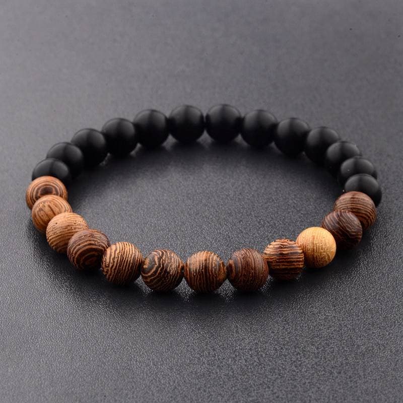 8MM New Natural Wood Beads Bracelets Men Black 005-B2
