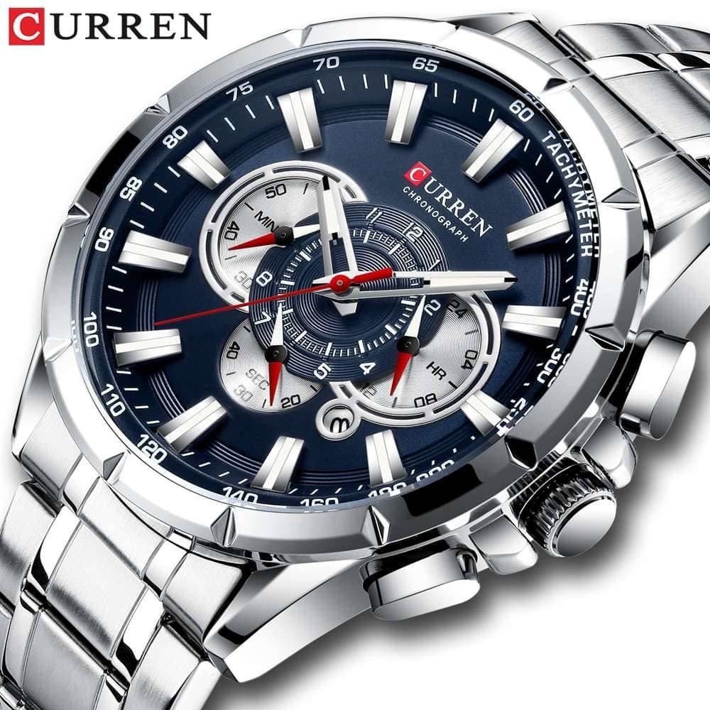CURREN 8363 Casual Sport Chronograph Watch Blue box