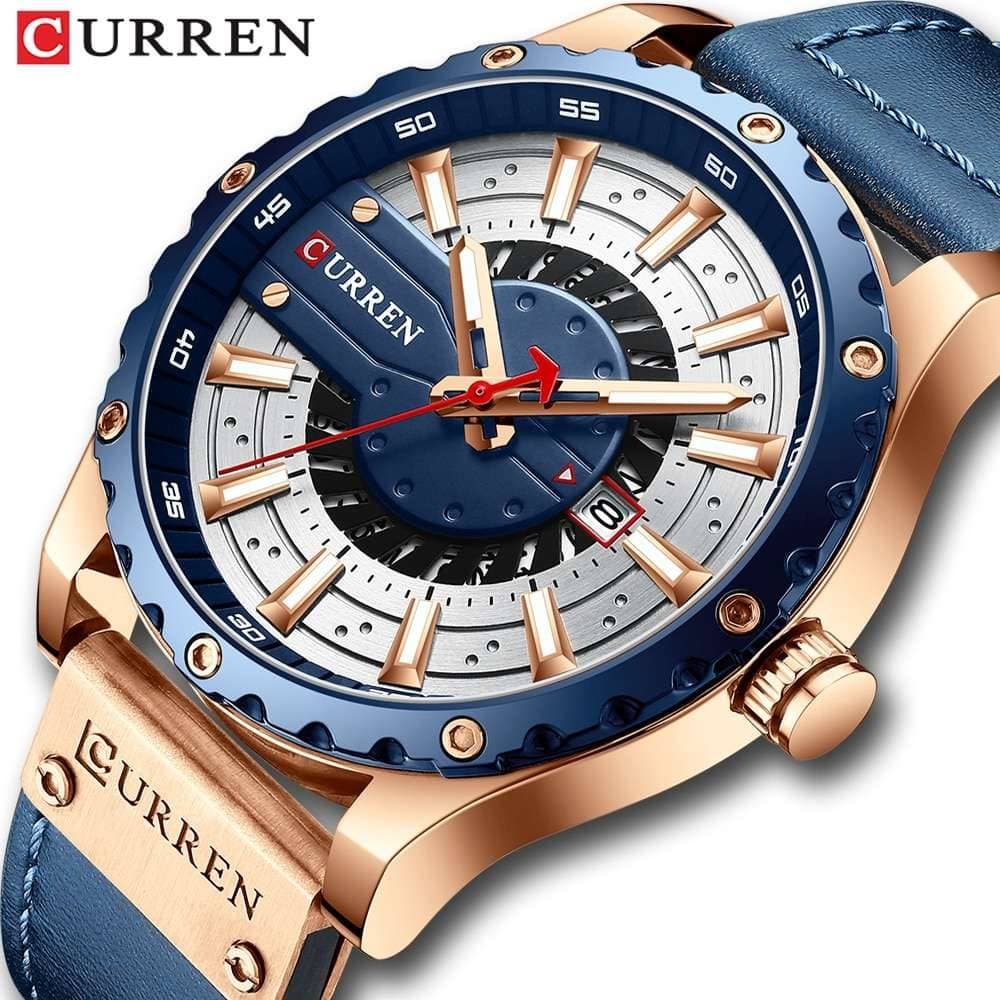 CURREN Men's Leather Quartz Watch | Top Fashion Brand, Casual Luminous Wristwatch Silver Outside US