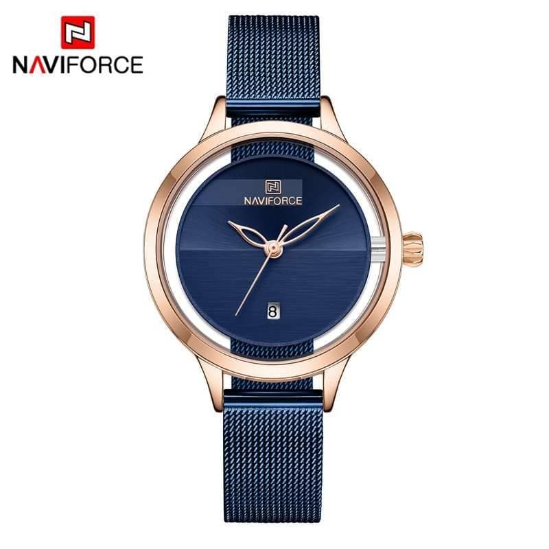 New NAVIFORCE Creative Simple Quartz Watch Women's Steel Mesh Dress Watches Girl Clock Ladies Bracelet Watch Relogios Feminino Rose gold white