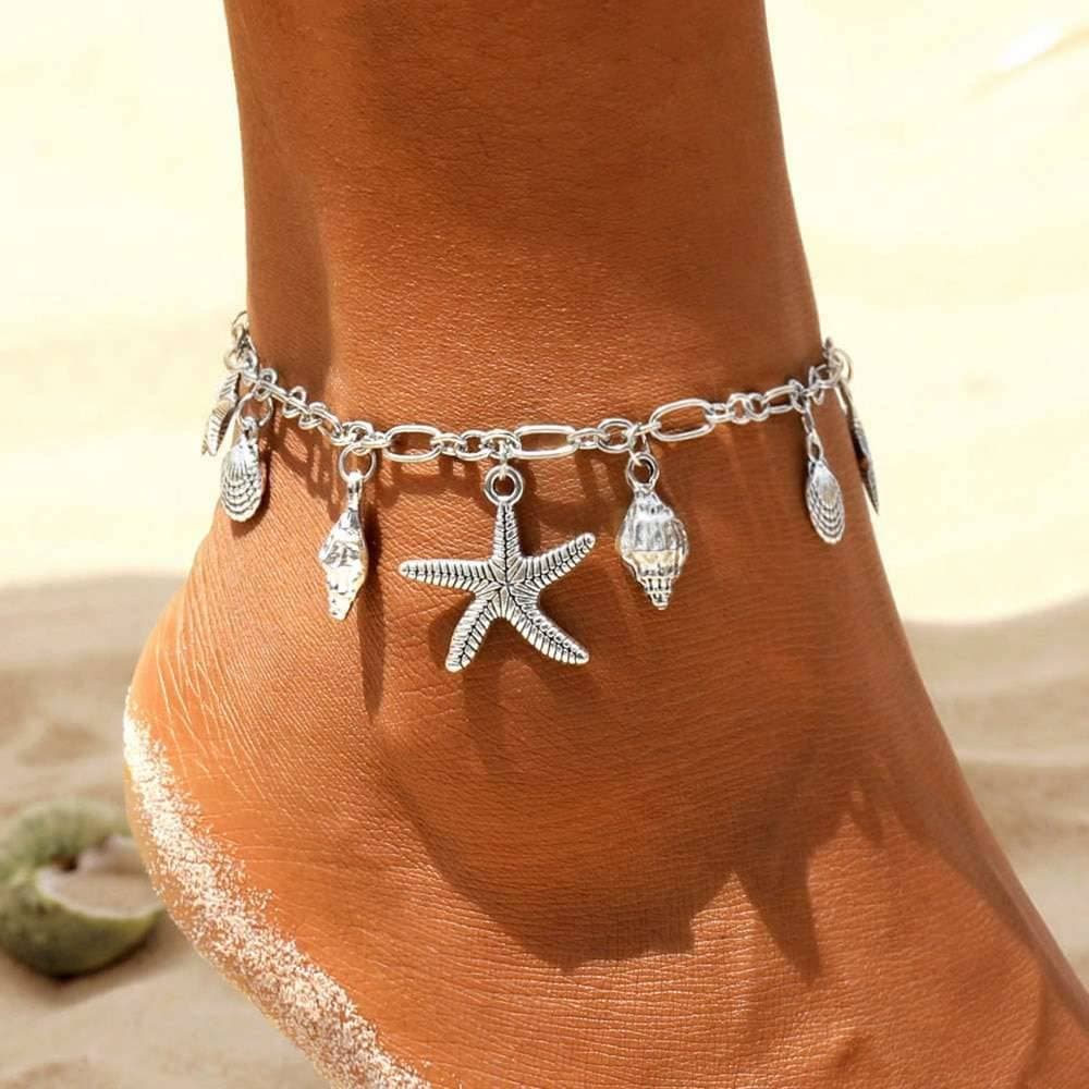 Vintage Anklets for Women Starfish Shell Pendant Anklet Summer Beach Foot Ankle Bohemian Anklet Bracelet On Leg Jewelry Starfish Anklet