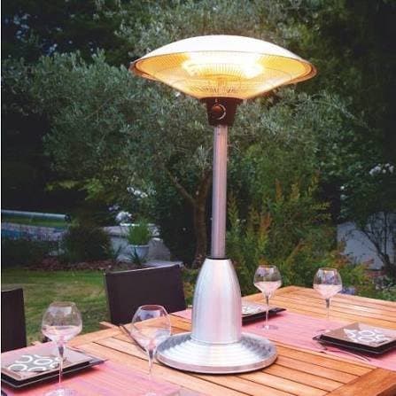 Parasol chauffant de table inox — Halogène, réflecteur