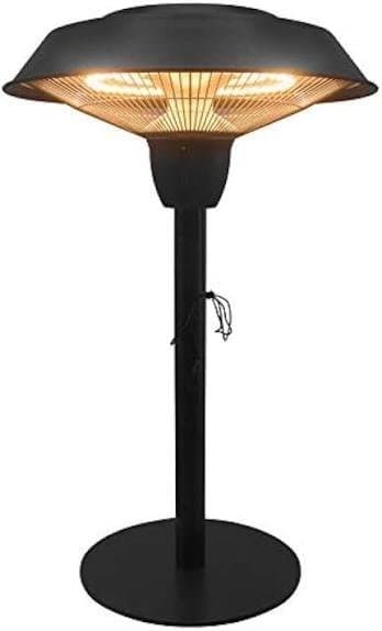 Parasol chauffant de table noir — Halogène, socle rond