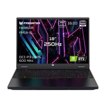 Portátil para juegos Acer Predator Helios PH18-71-954N 18" QHD+ WQXGA 250Hz Intel Core i9 32 GB RAM 2 TB SSD Nvidia GeForce RTX 4080 TGP 175W Negro ab