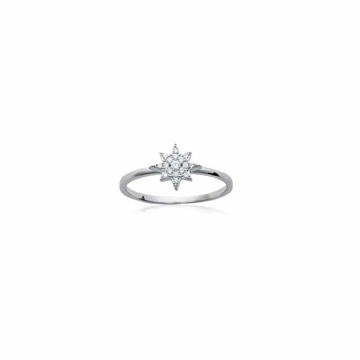 Bague étoile sertie argent rhodié - 52