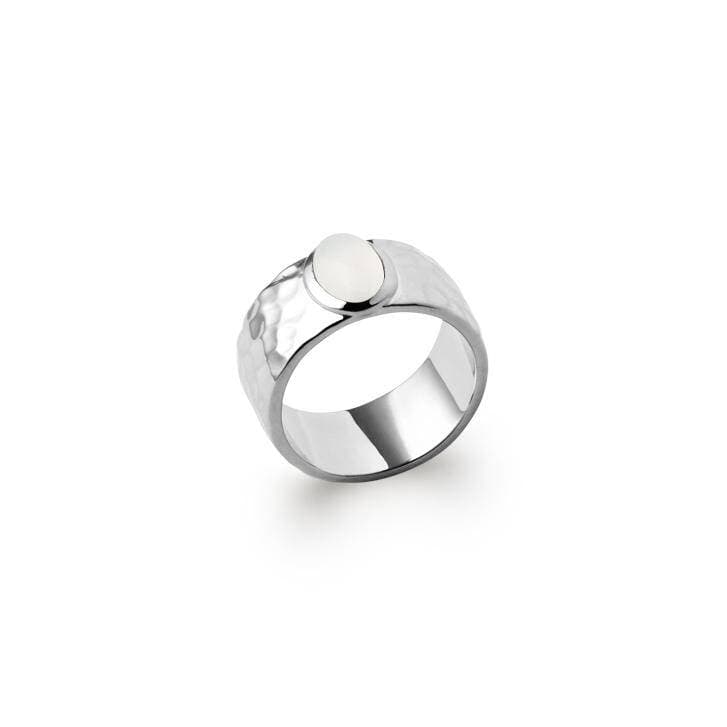 Bague martelée pierre de lune argent rhodié - 58