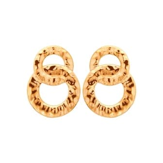 Boucles d’oreilles pendantes anneaux martelés plaqué or