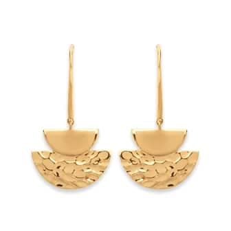 Boucles d'oreilles pendantes double croissant de lune plaqué or