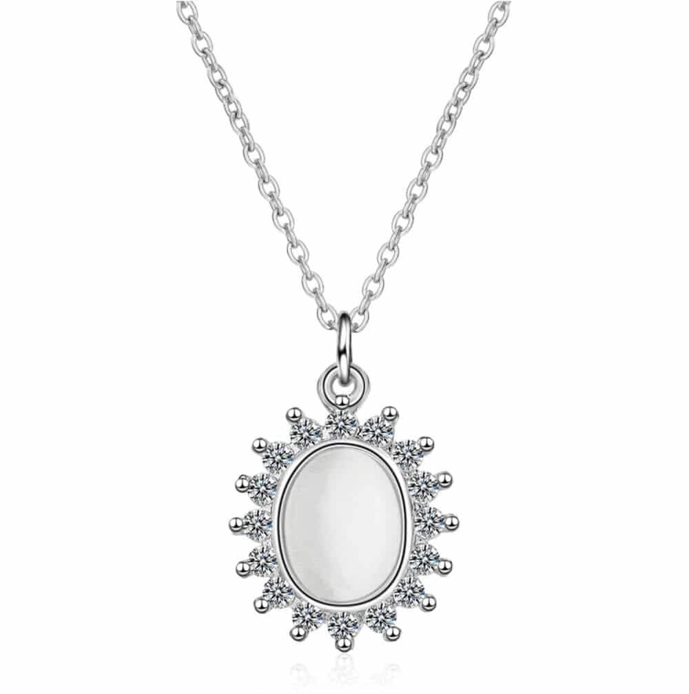 Pendentif pierre de lune et cristaux argent