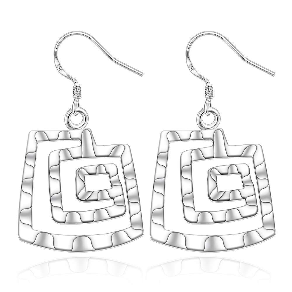 Boucles d'oreilles carrées labyrinthe