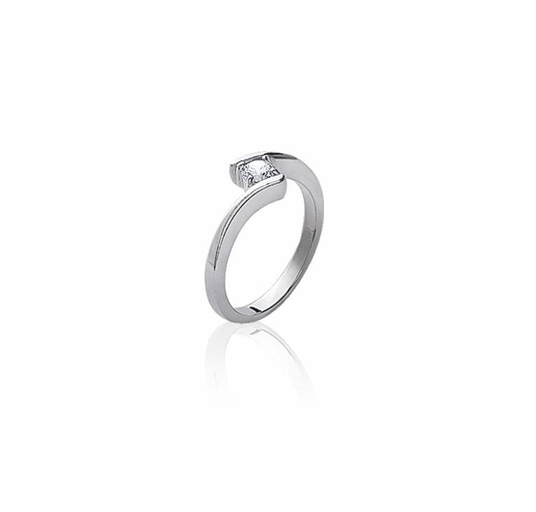 Bague solitaire Nina zircon argent rhodié - 58