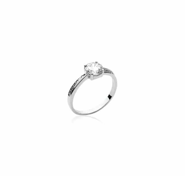 Bague solitaire imitation diamant argent rhodié - 58