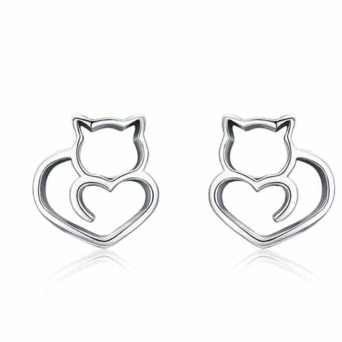 Boucles d'oreilles chat ajouré argent 925