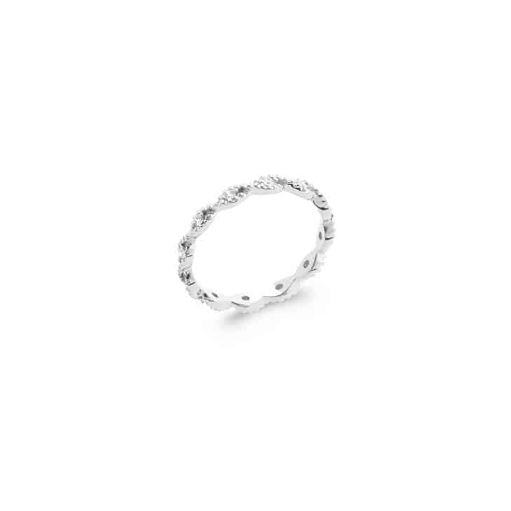 Bague Eléna zircons blancs argent rhodié - 52