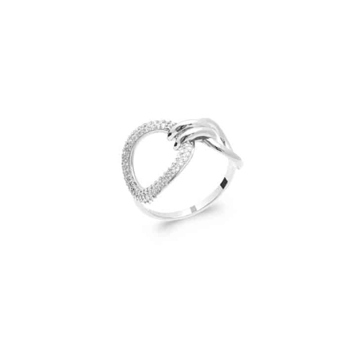 Bague double noeud sertie argent rhodié - 52