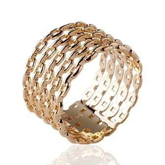 Bague 5 chaînes rigides plaqué or - 62