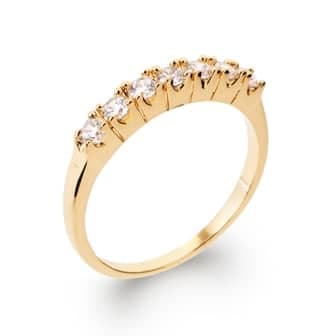 Bague plaqué or fine 7 zircons blancs imitation diamant - 60