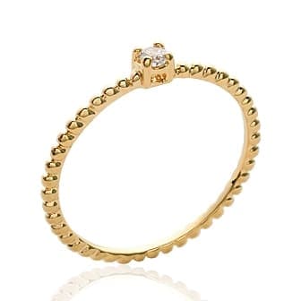 Bague fine et élégante zircon blanc plaqué or - 62