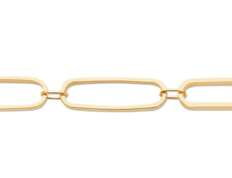 Bracelet grands maillons rectangulaires plaqué or