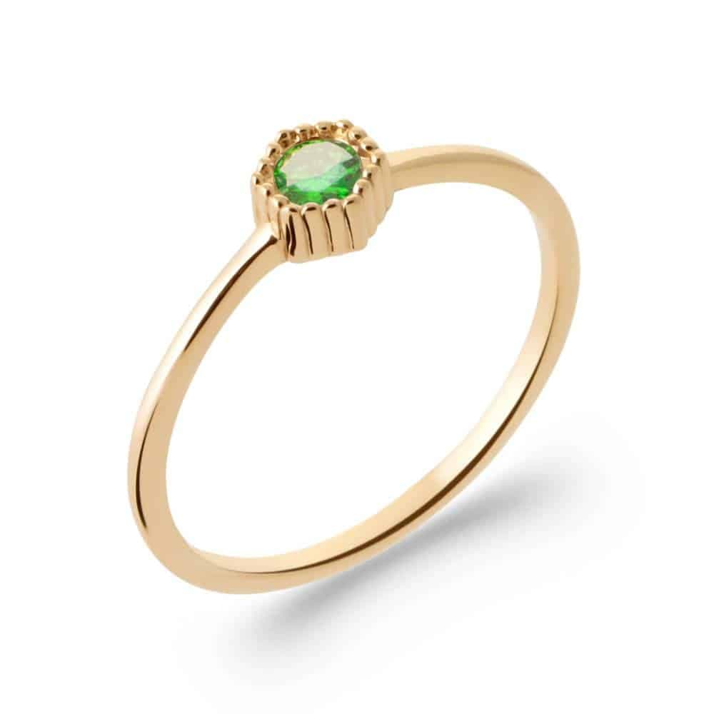 Bague émeraude verte imitation plaqué or - 52