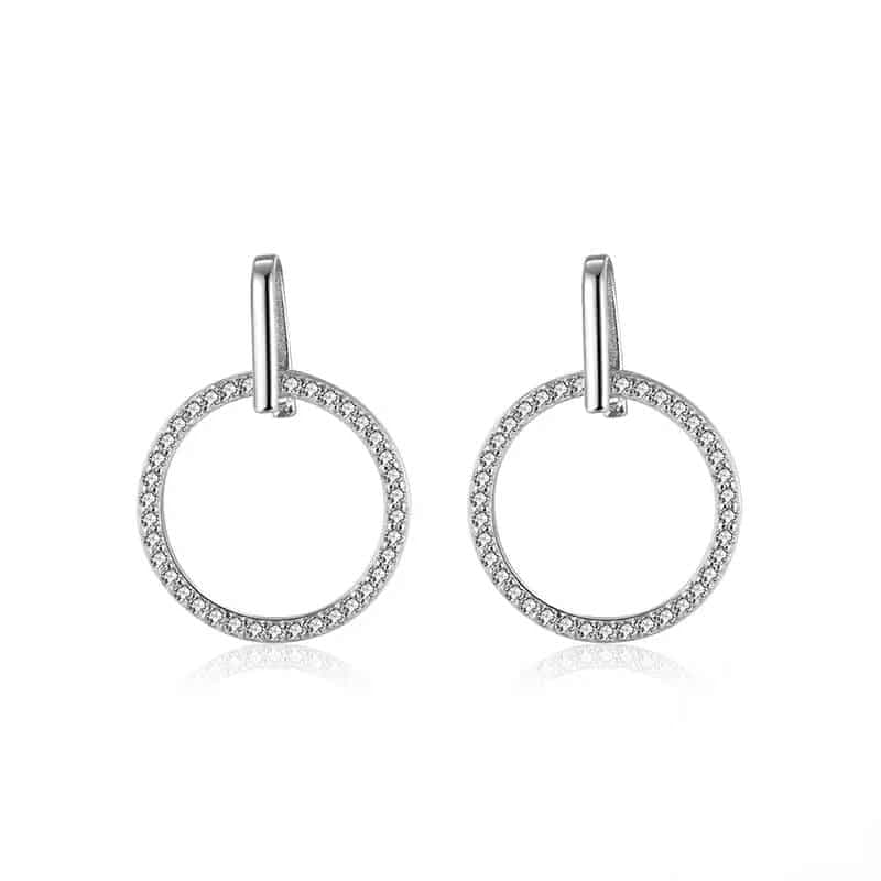Boucles d'oreilles rondes et plates barre argent rhodié