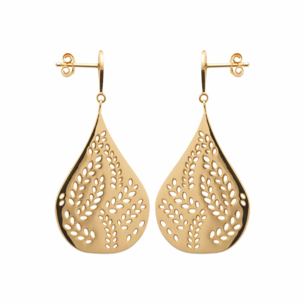Boucles d'oreilles pendantes plaqué or grande goutte