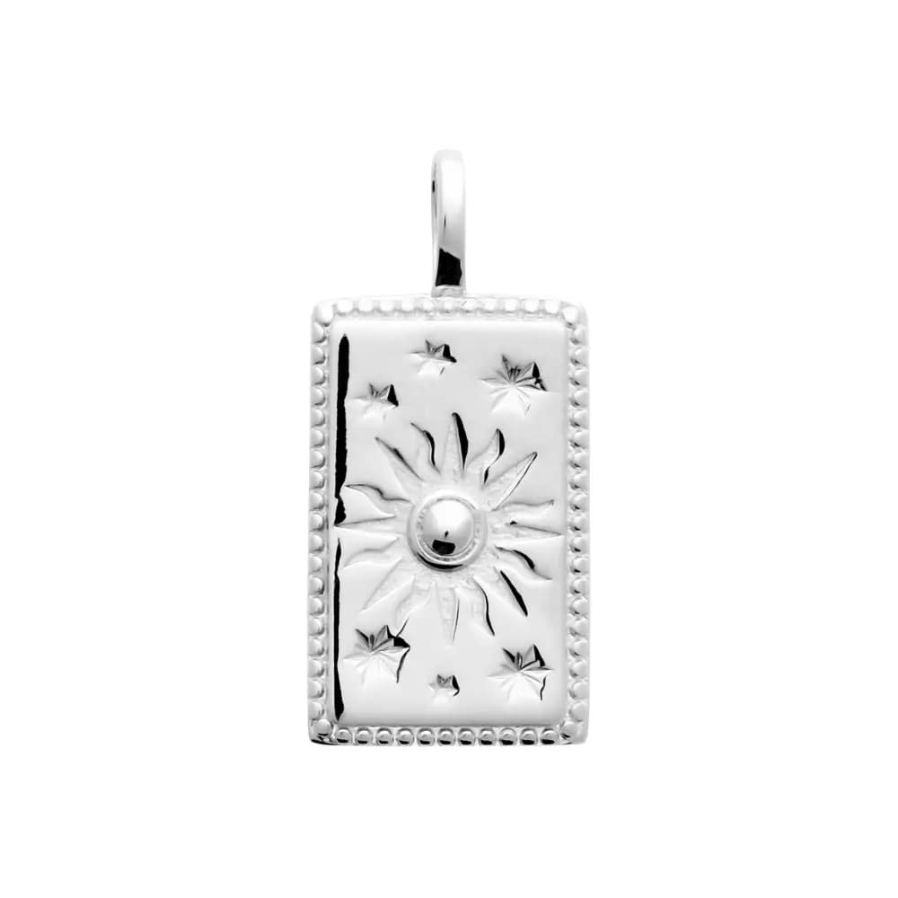 Pendentif médaille soleil argent rhodié