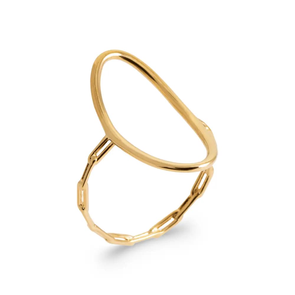 Bague chaîne plaqué or longue et ovale - 56