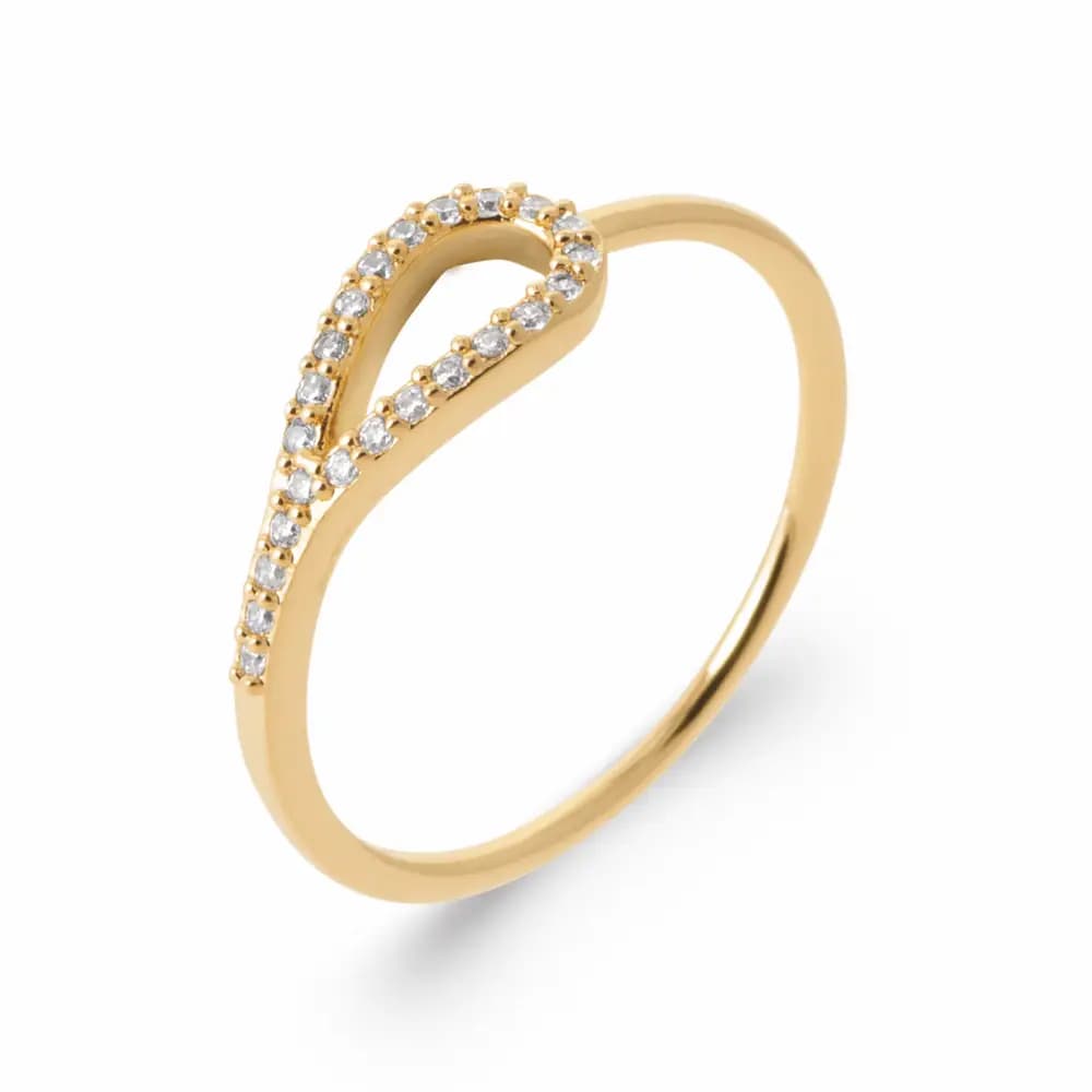 Bague plaqué or goutte micro zircons - 60