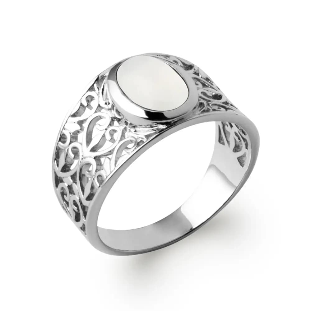 Bague filigrane argent rhodié pierre de lune - 52