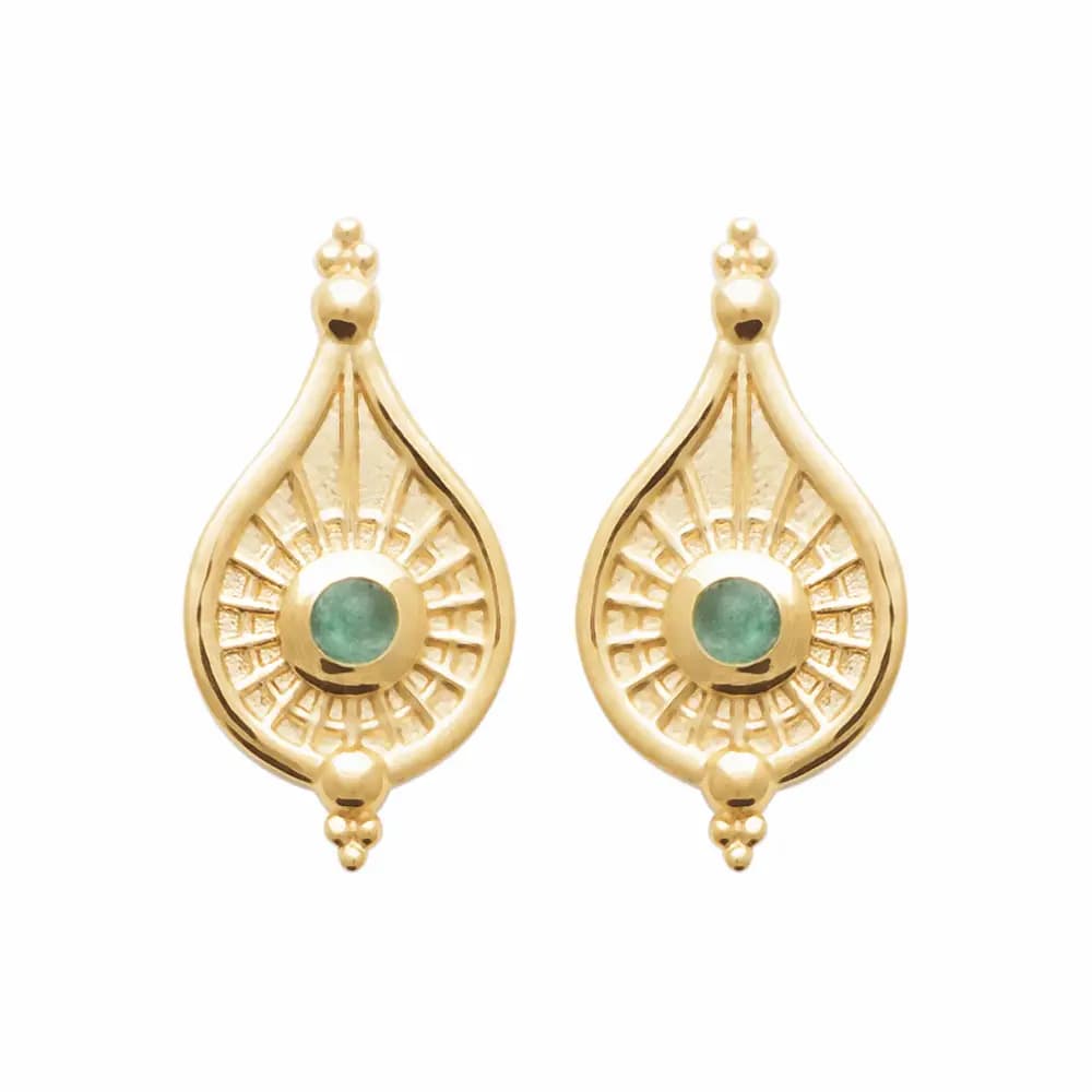 Clous d'oreilles plaqué or pierre aventurine
