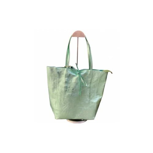 SAC CABAS VERT PAILLETE CUIR 040