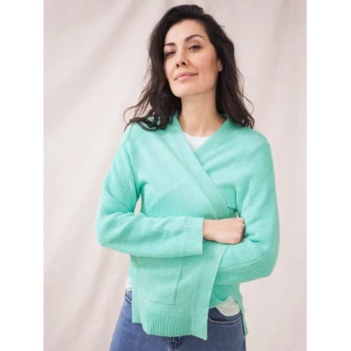 CARDIGAN TURQUOISE COTON ET LIN WHITE STUFF 436024