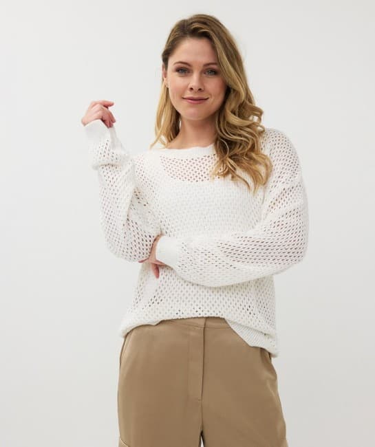 PULL EN MAILLE AJOURE BLANC ESQUALO FASHION 07017