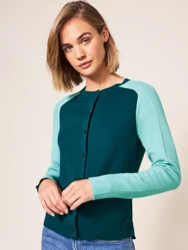 CARDIGAN COTON BIOLOGIQUE BLEU PETROL WHITE STUFF 436753