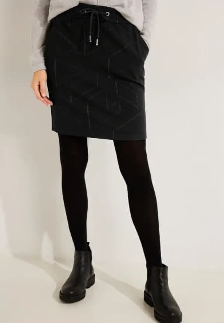 JUPE EN JERSEY NOIR A MOTIFS CECIL 361388