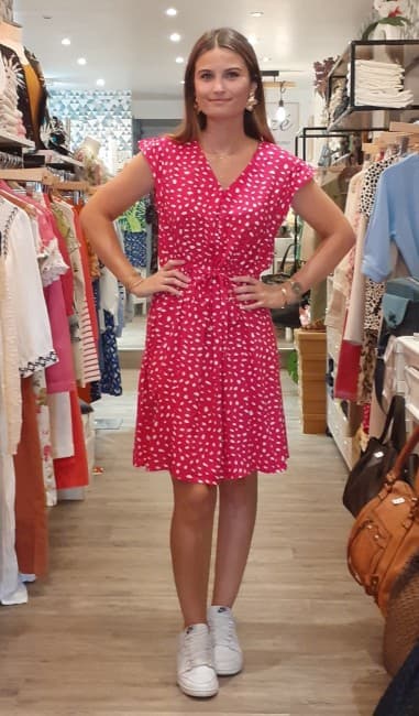 ROBE IMPRIME ROSE C'EST BEAU LA VIE 304