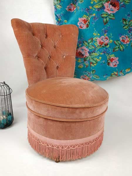 Fauteuil cocktail en velours vieux rose VENDU