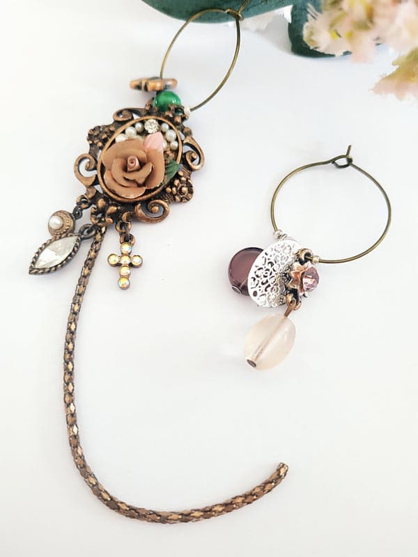 Boucles d'oreilles asymétriques vintage - La Rose VENDU