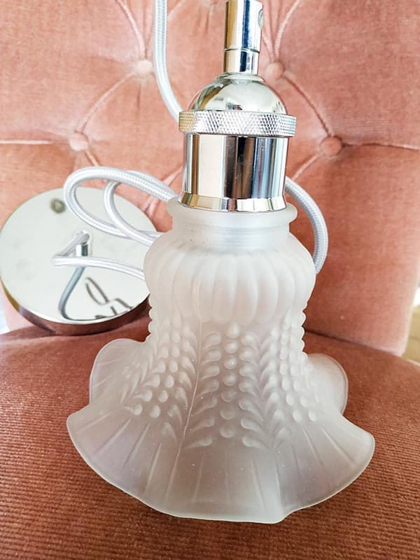 Suspension opaline tulipe verre blanchi - Abat-jour seul