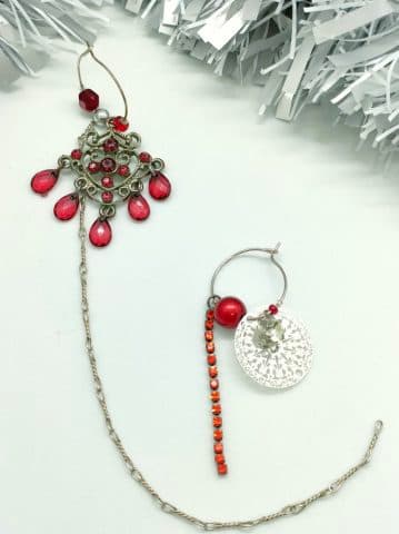 Boucles d'oreilles asymétriques vintage - Baroque Rouge