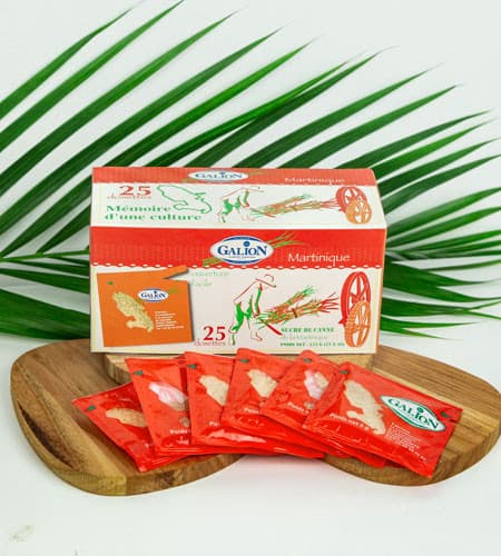 Dosettes sucre de canne du Galion · Martinique ·boîte de 25 dosettes