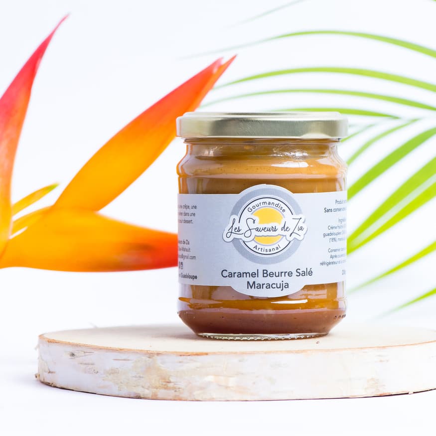 Caramel beurre salé Maracudja · Les Saveurs de Zia · bocal 230g