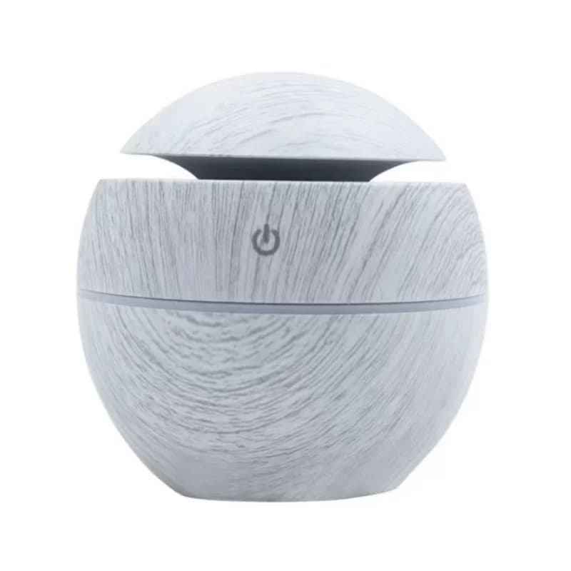 Mini pulvérisateur de brume froide ultrasonique, diffuseur d'arômes, humidificateur d'air coloré, grain de bois, USB - white