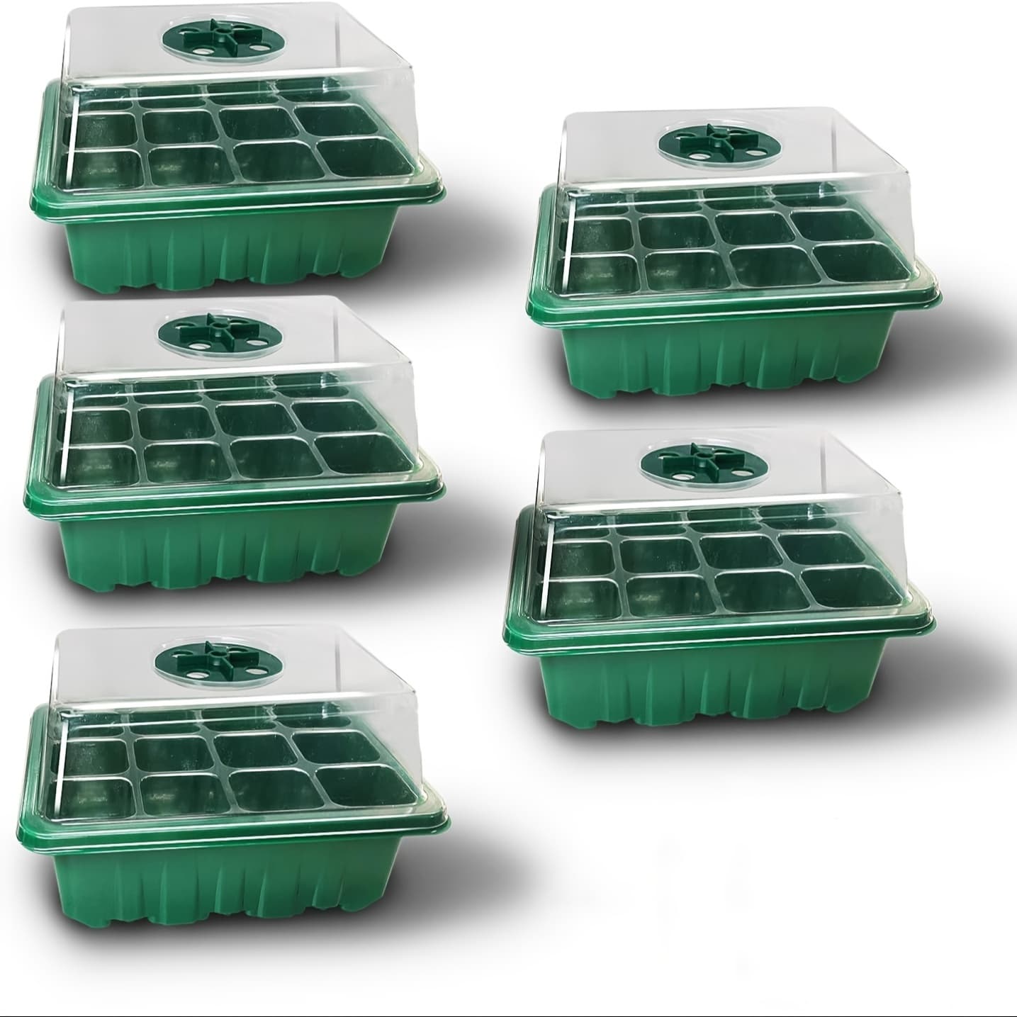 Ensemble de 5 plateaux de germination en plastique avec aérations réglables