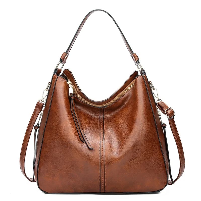 Sac à Main Femme en Cuir Vintage – Grande Capacité, Élégance et Polyvalence - Marron