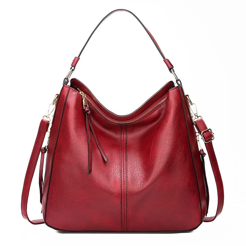 Sac à Main Femme en Cuir Vintage – Grande Capacité, Élégance et Polyvalence - Rouge