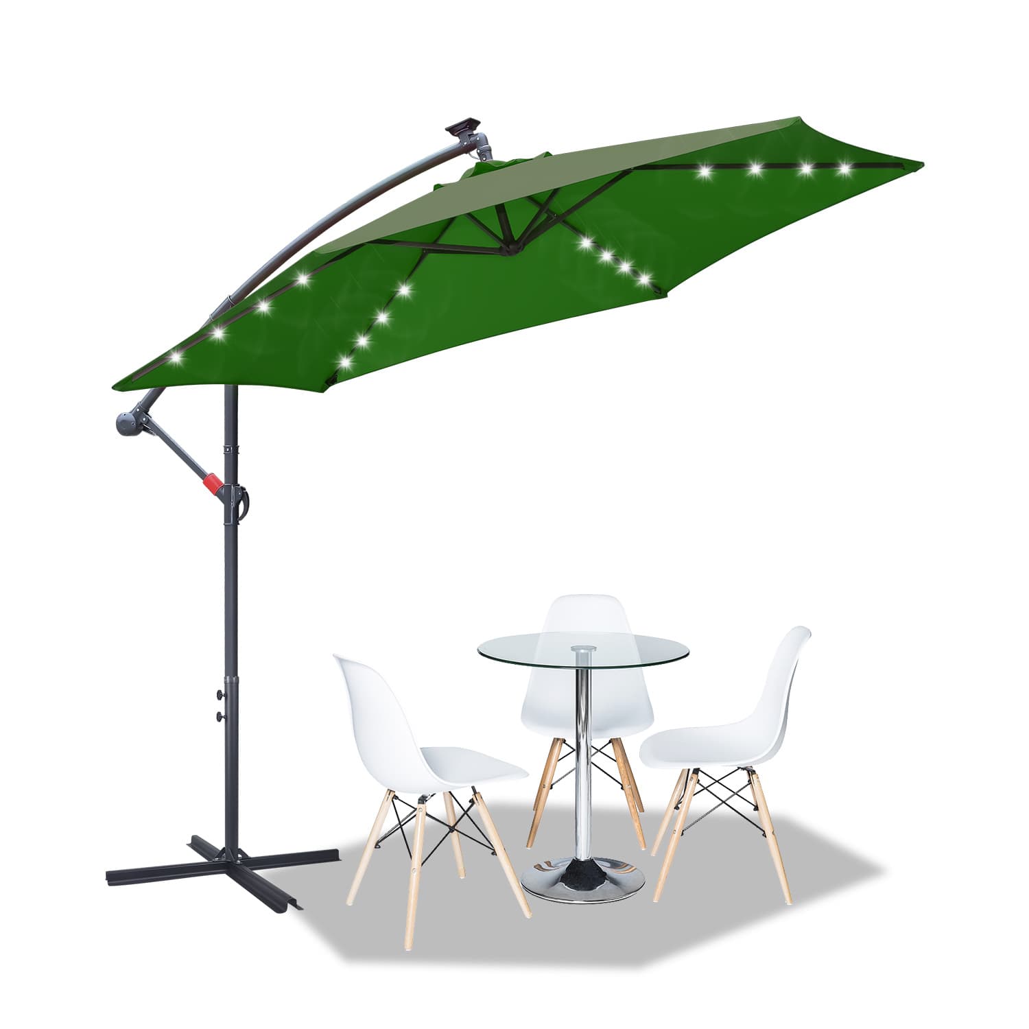 Éblouissant! Le Parasol avec Lumière et Support: Idéal pour les Soirées d'Été - Vert
