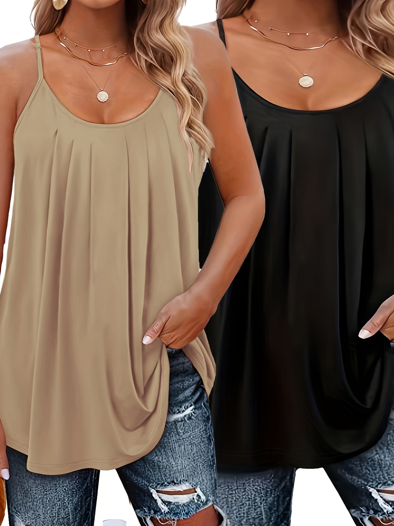 Découvrez ces 2 robes élégantes pour le printemps : Un look qui va faire des jaloux - Kaki + Noir - 6XL